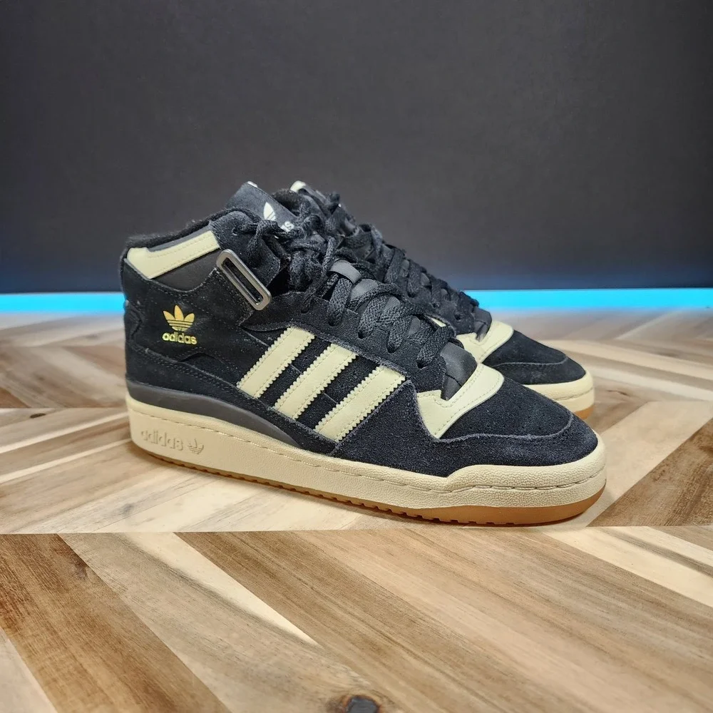 Adidas Forum Mid FZ6252 Black Cream Gum Men's Size 7 RetroBasketball Sneakers